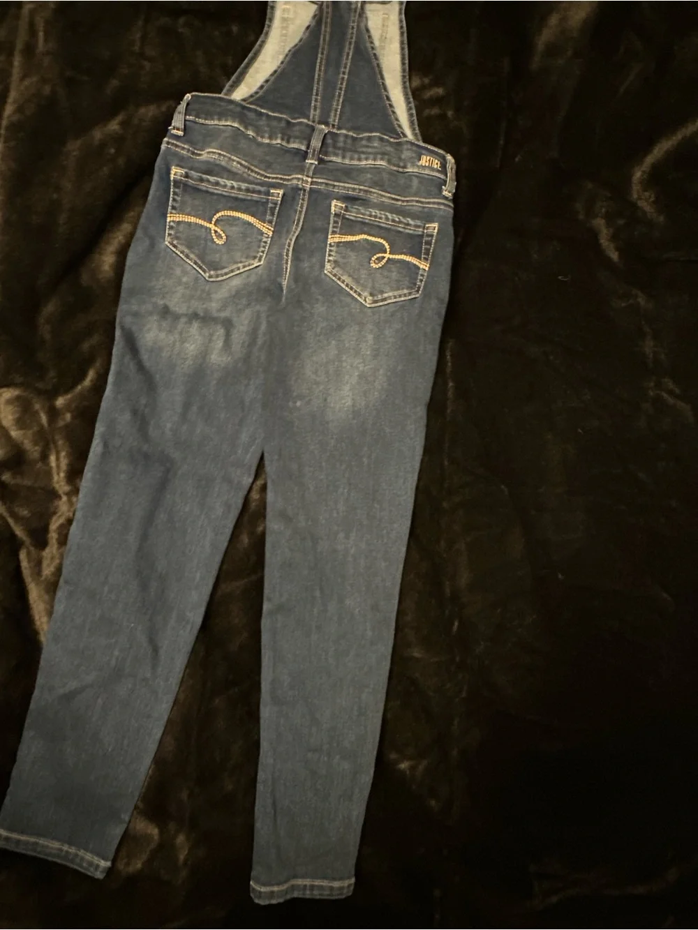 Justice Blue Distressed Denim Overalls - Girl's Jeans (Original Justice) Sz 12